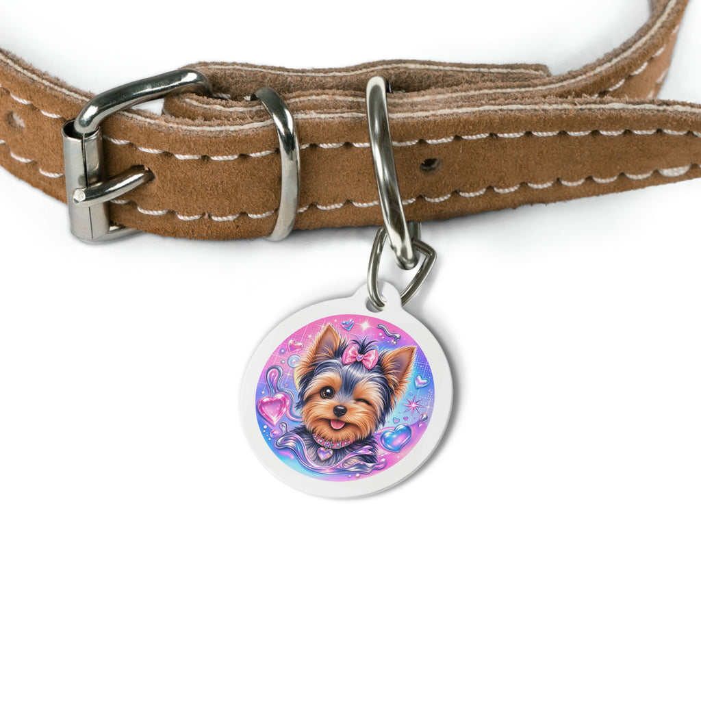 Yorkshire Terrier Candy Hearts & Bow Personalized Dog ID Tag