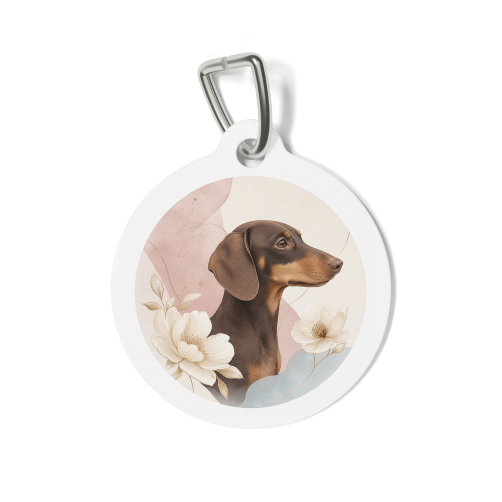 Dachshund Cheerful Floral Personalized Dog ID Tag