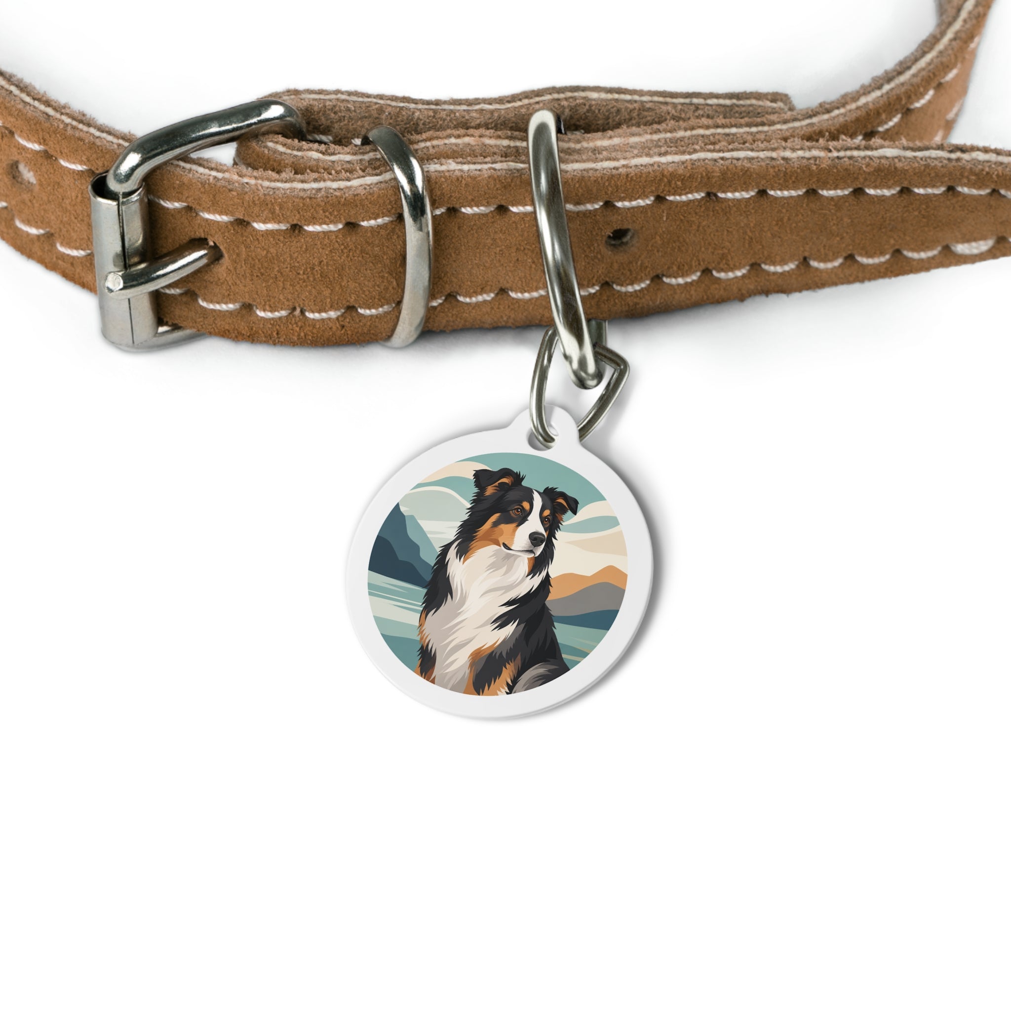 Australian Shepherd Alpine Calm Personalized Dog ID Tag