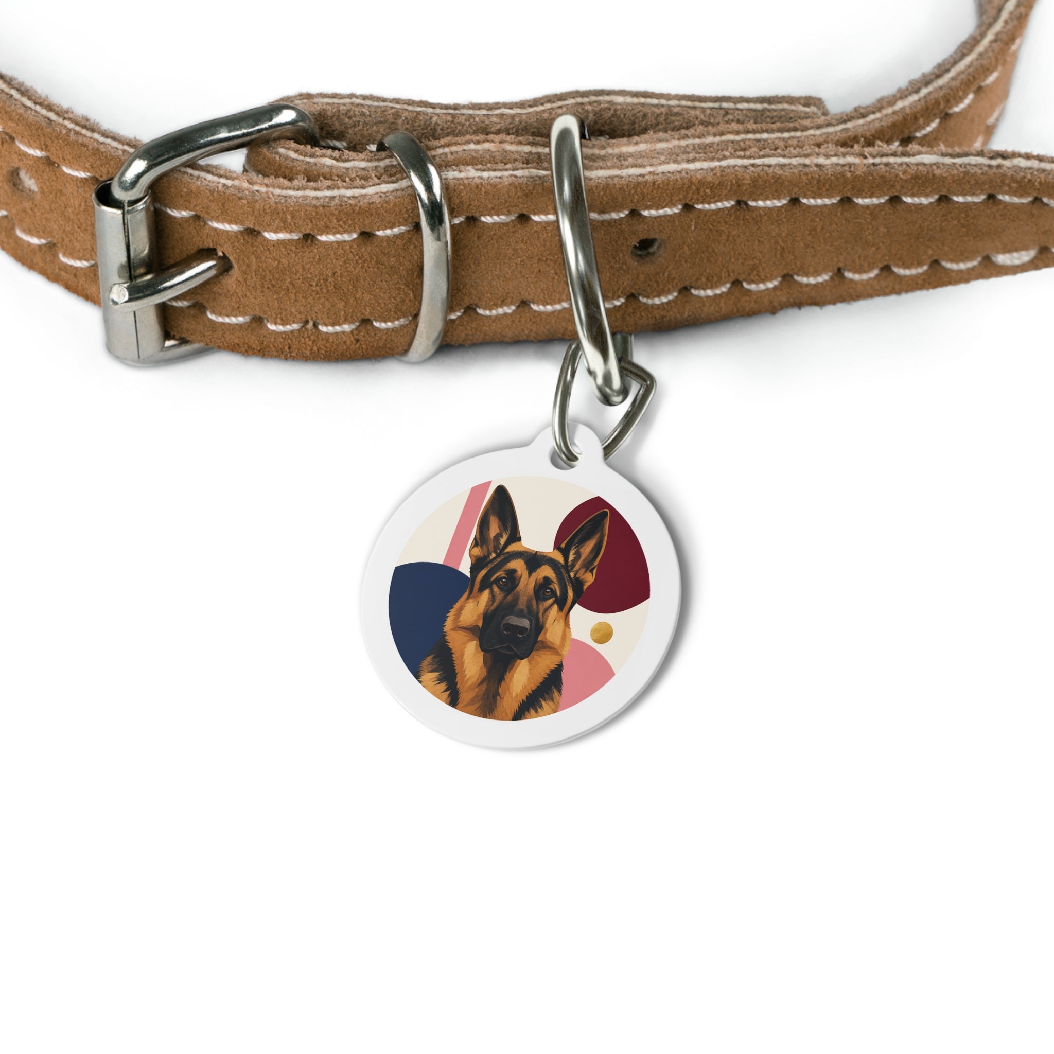 German Shepherd Modern Colorblock Portrait Personalized Dog ID Tag
