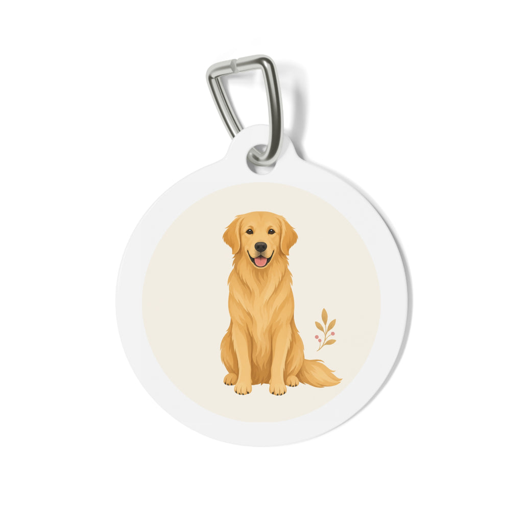 Etiqueta de identificación de perro personalizada con diseño de cachorro de Golden Retriever