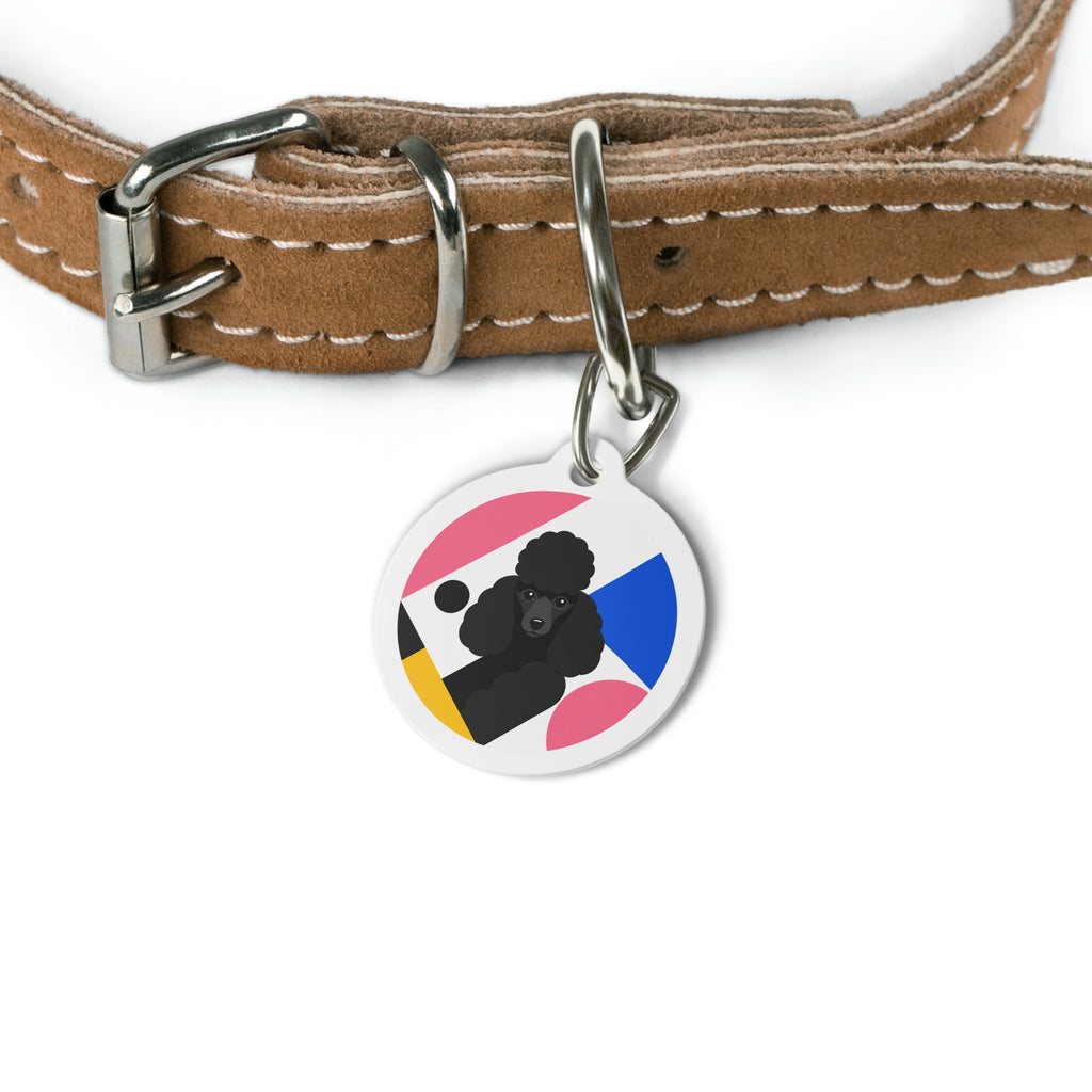 Toy Poodle Mondrian Black Personalized Dog ID Tag
