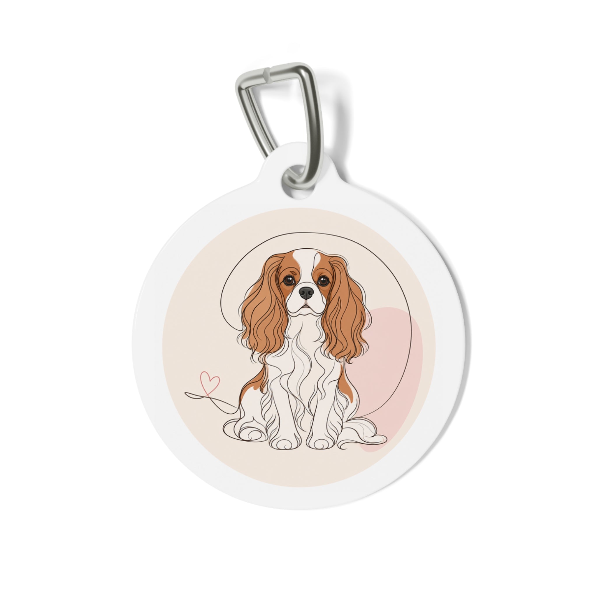 Cavalier King Charles Spaniel Minimal Line Art Personalized Dog ID Tag