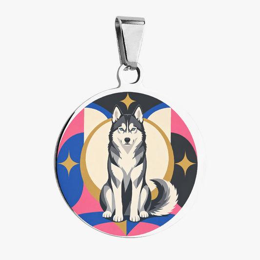 Siberian Husky Modern Star Colorblock Personalized Dog ID Tag