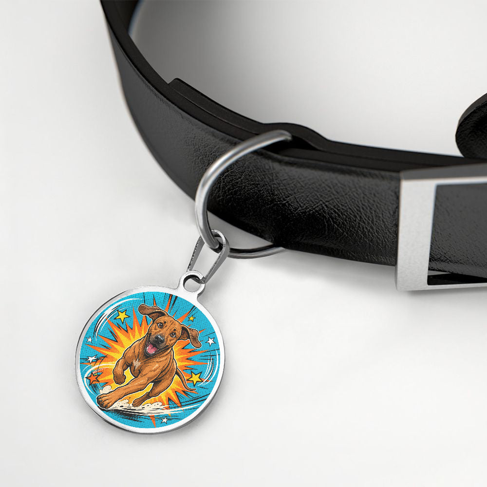 Rhodesian Ridgeback Comic Action Burst personalized dog ID tag product detail