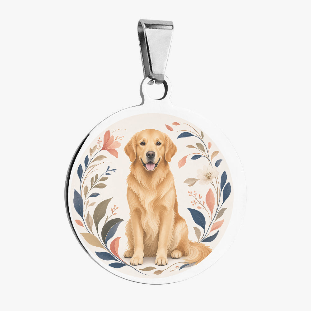 Golden Retriever Botanical Garden Portrait Personalized Dog ID Tag