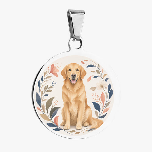 Golden Retriever Botanical Garden Portrait Personalized Dog ID Tag