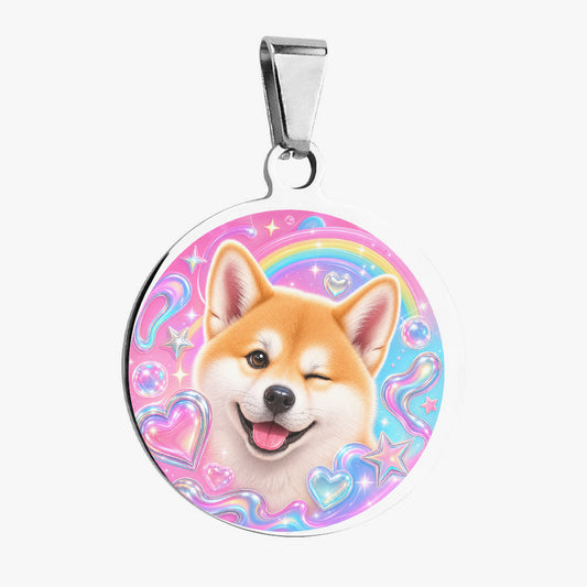 Akita Rainbow Hearts Dream Personalized Dog ID Tag