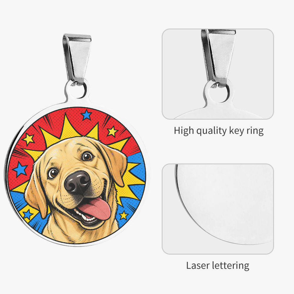 Labrador Retriever Comic Pop Close-Up personalized dog ID tag product detail
