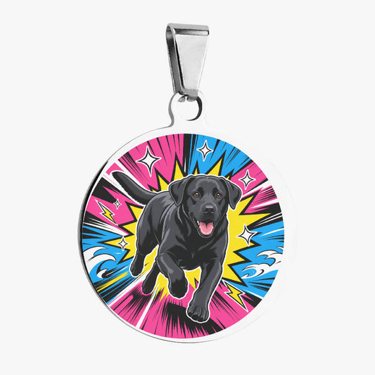 Labrador Retriever Comic Action Runner Personalized Dog ID Tag