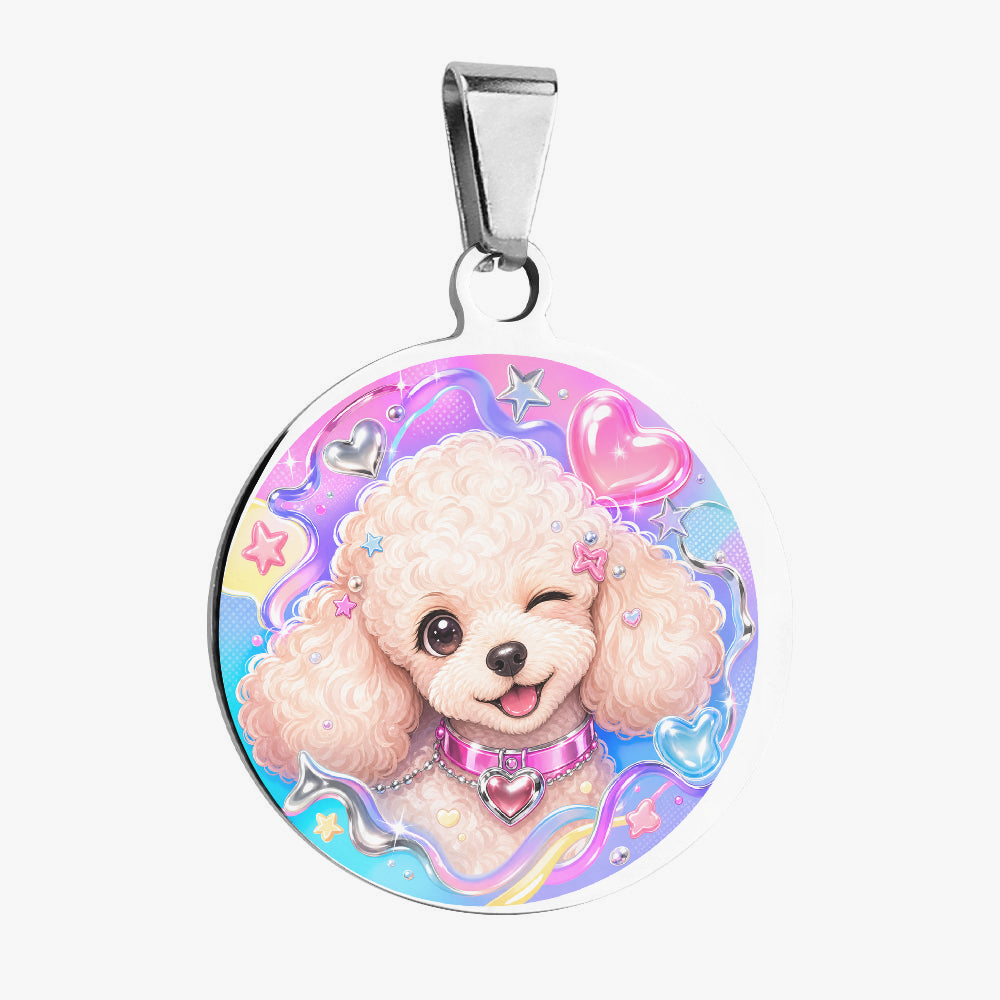 Poodle Kawaii Rainbow Glam Personalized Dog ID Tag
