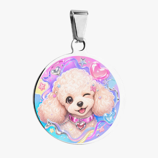 Poodle Kawaii Rainbow Glam Personalized Dog ID Tag
