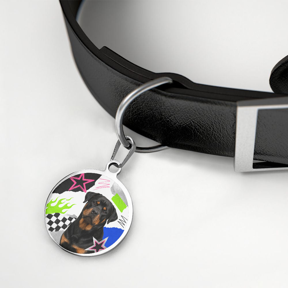 Rottweiler Punk Checkered Graffiti personalized dog ID tag product detail