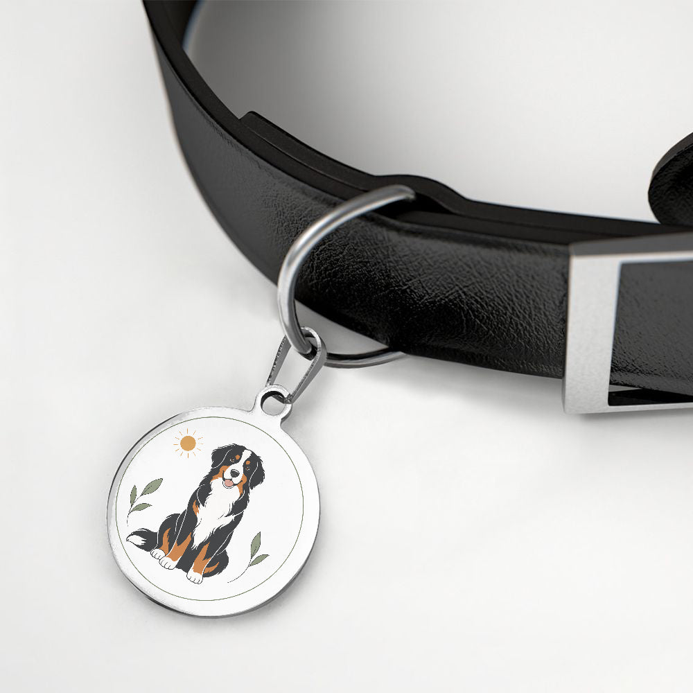 Bernese Mountain Dog Minimal Botanical Full-Body personalized dog ID tag product detail