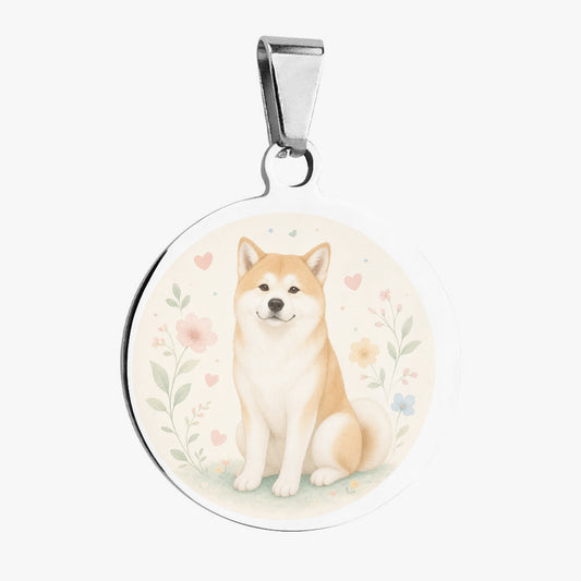 Akita Soft Floral Garden Personalized Dog ID Tag