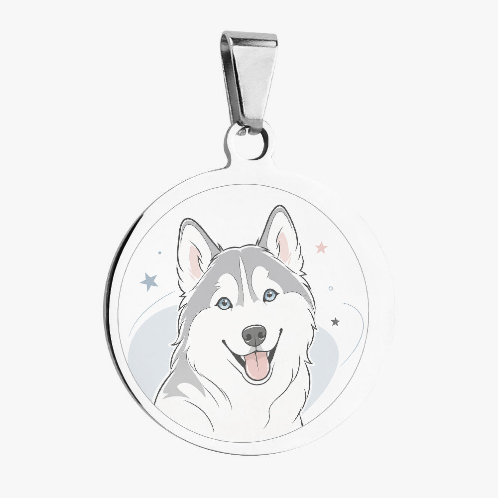 Siberian Husky Celestial Line Portrait Personalized Dog ID Tag
