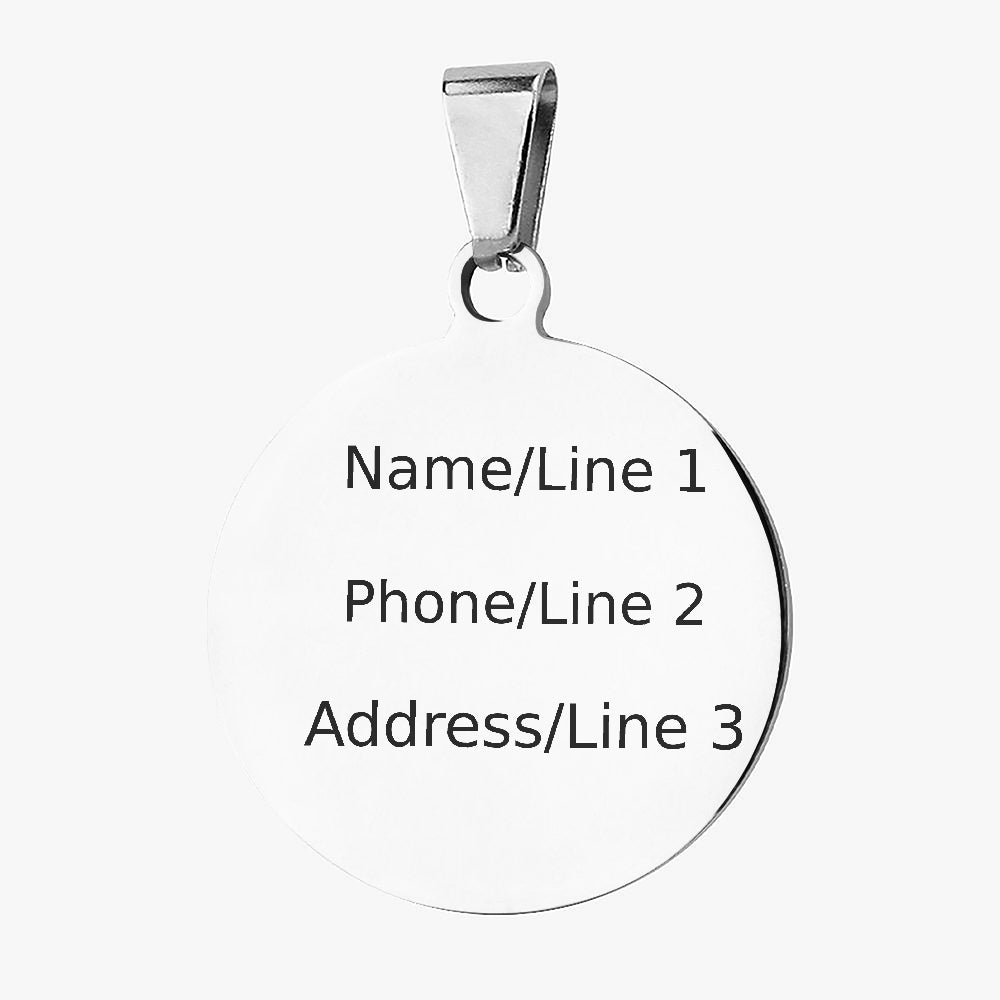 Back of Golden Retriever Pastel Heart Garden dog ID tag with custom name and phone engraving