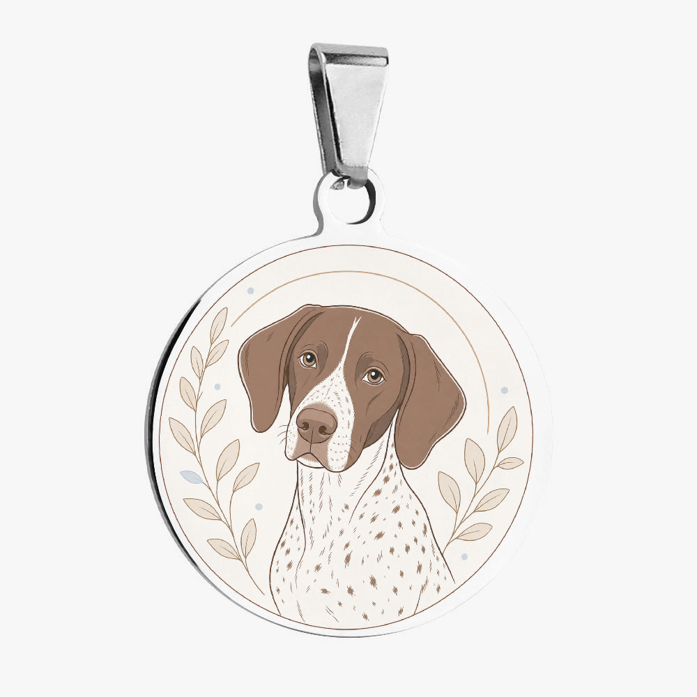 German Shorthaired Pointer Botanical Line Portrait Personalized Dog ID Tag