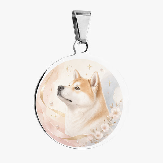 Akita ethereal pearl portrait personalized dog ID tag