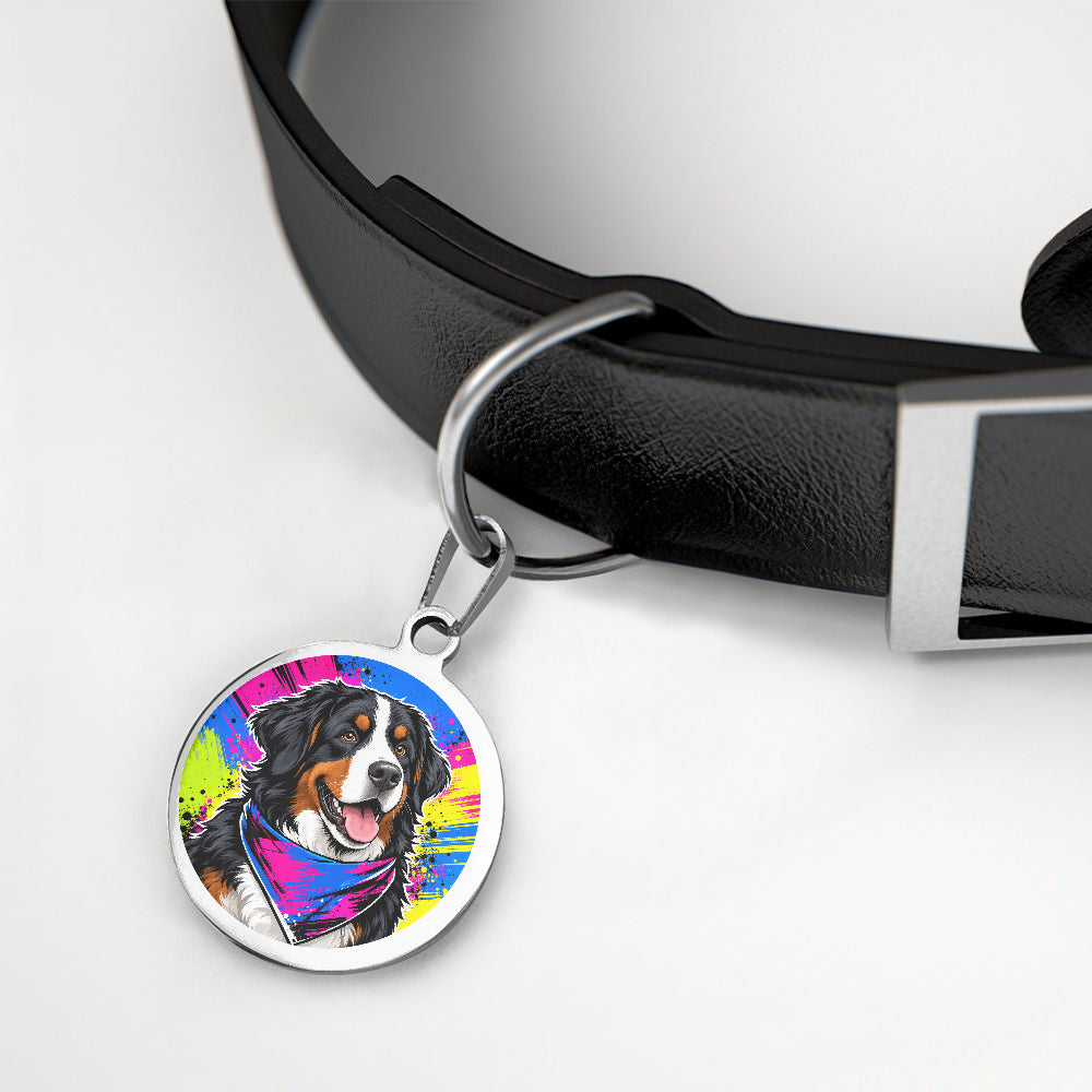 Bernese Mountain Dog Streetwear Bandana Pop personalized dog ID tag product detail
