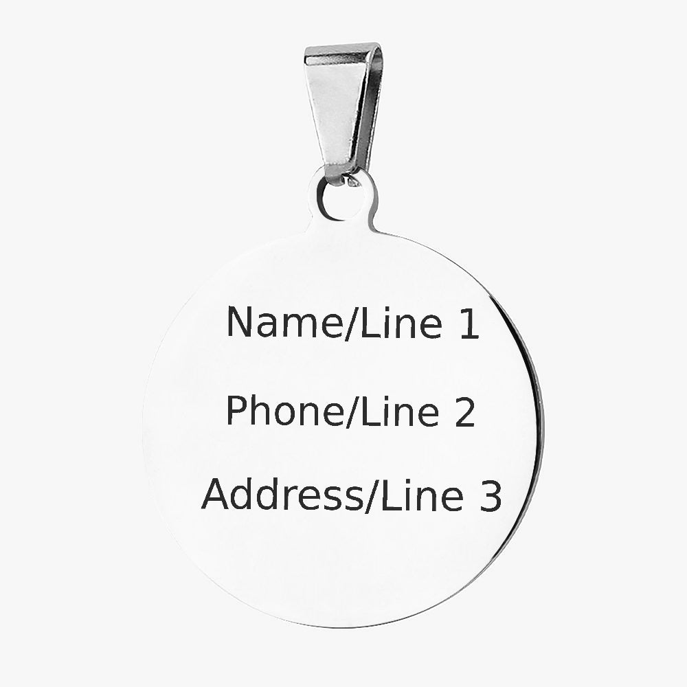 Back of Siberian Husky Rainbow Glam Superstar dog ID tag with custom name and phone engraving