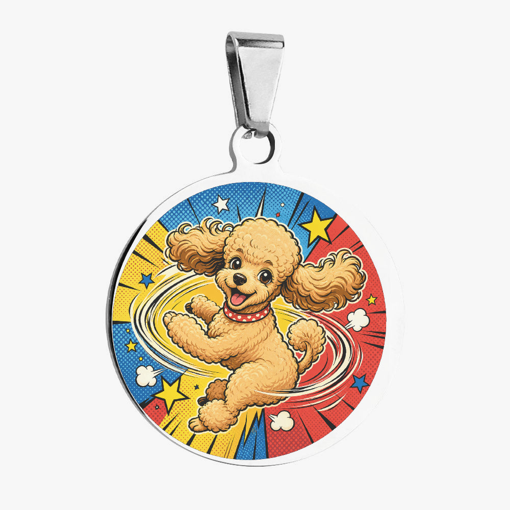 Poodle Comic Carousel Spin Personalized Dog ID Tag