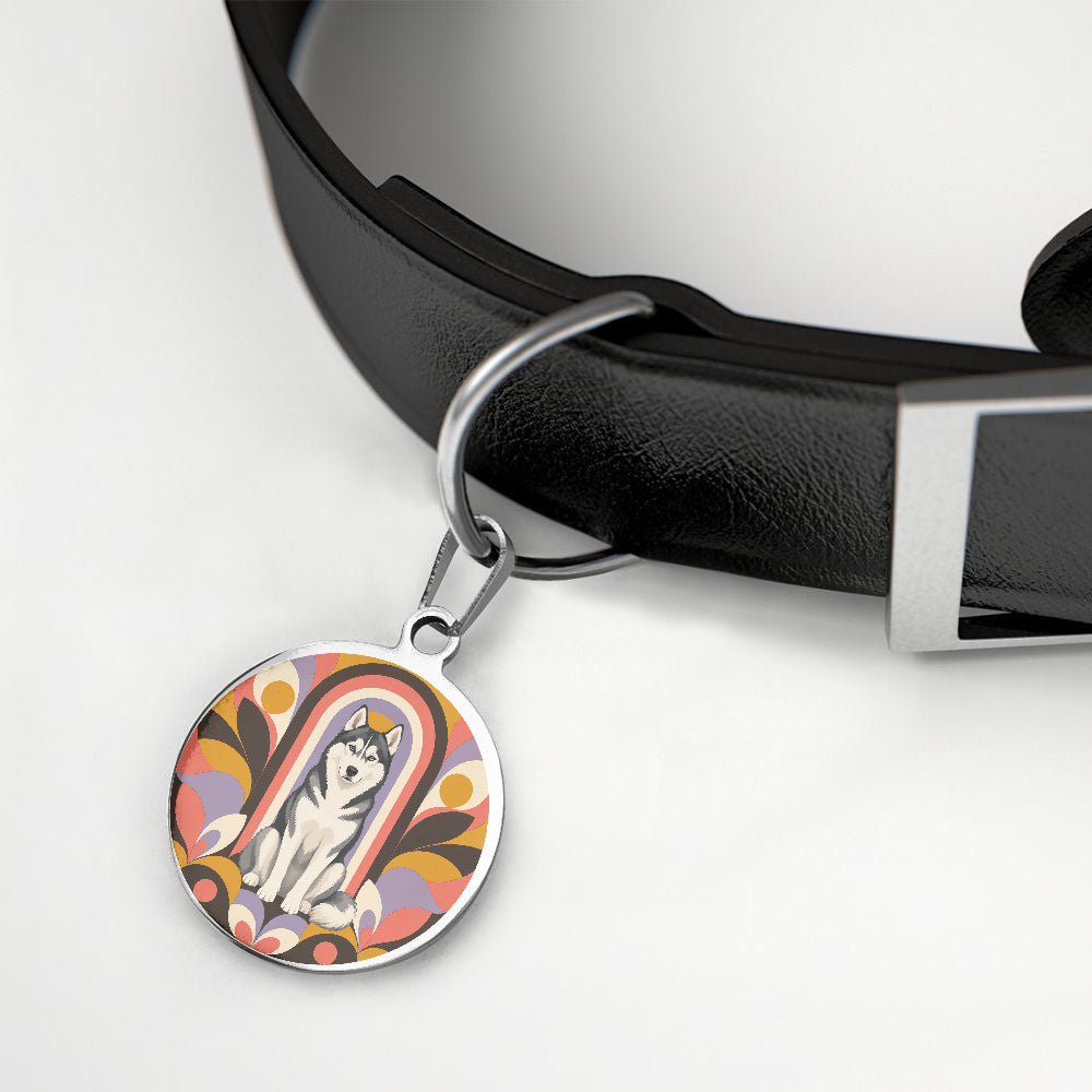 Siberian Husky Retro Arch Deco personalized dog ID tag product detail