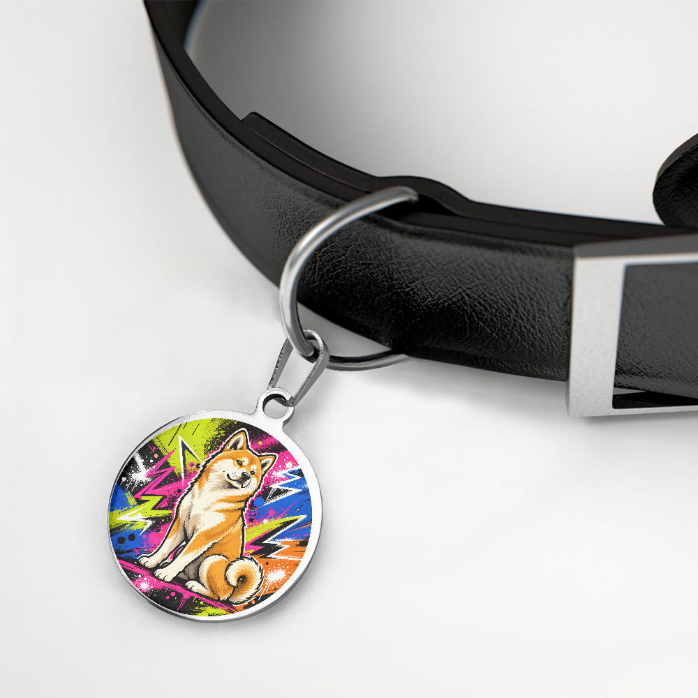 Akita Neon Street Pop personalized dog ID tag product detail