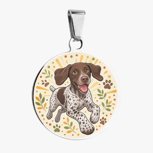 German Shorthaired Pointer Autumn Leaf Playtime Personalized Dog ID Tag