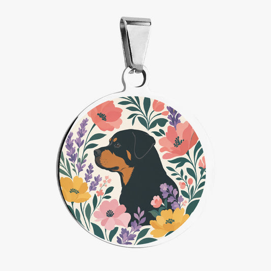 Rottweiler Wildflower Garden Profile Personalized Dog ID Tag
