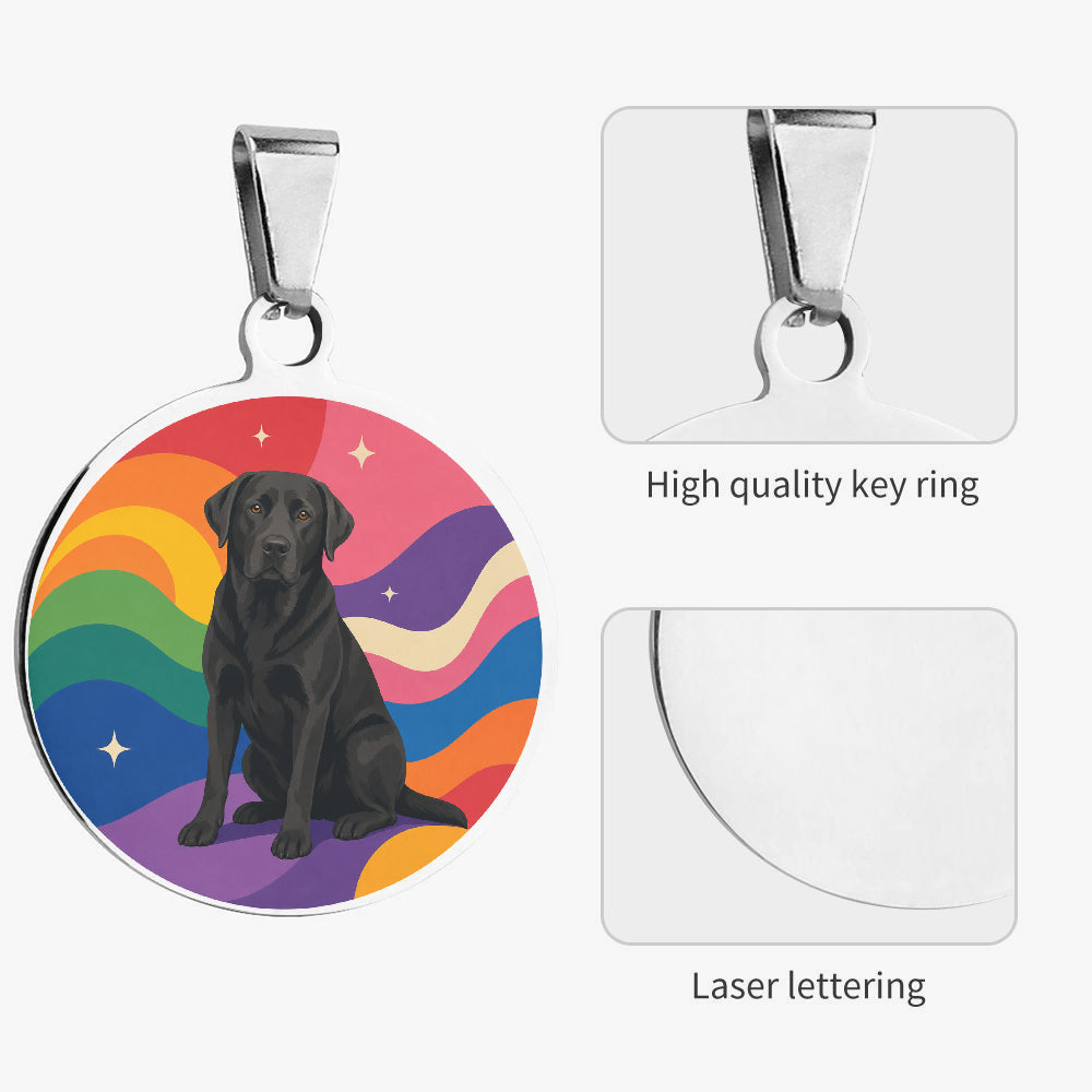 Labrador Retriever Midnight Rainbow Waves personalized dog ID tag product detail