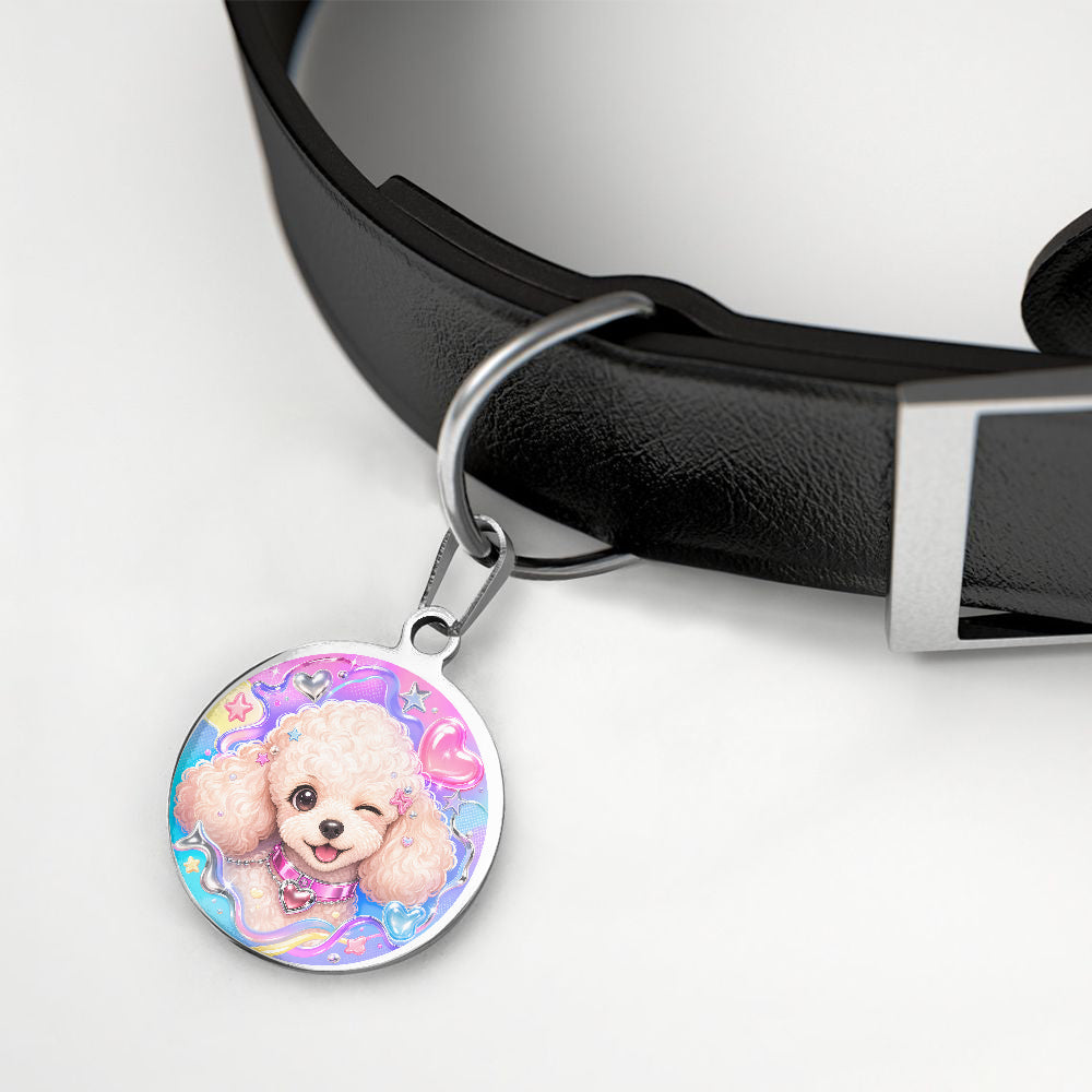 Poodle Kawaii Rainbow Glam personalized dog ID tag product detail