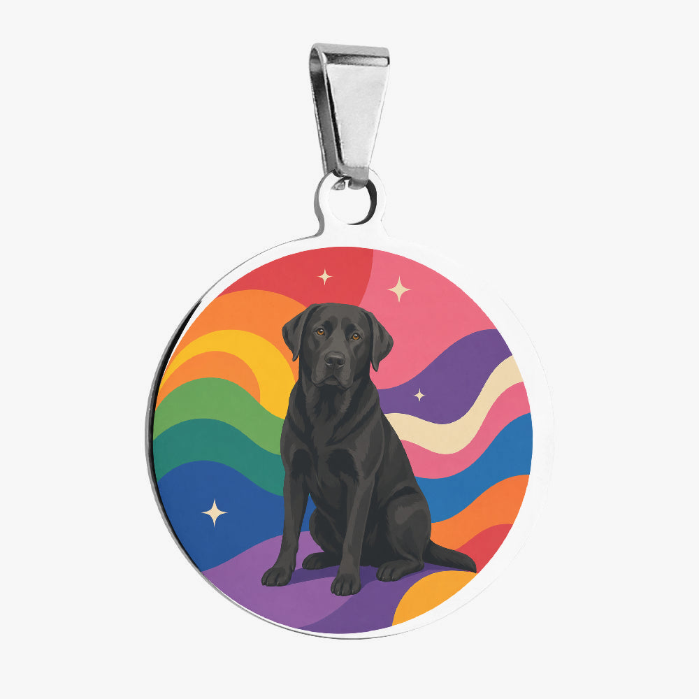 Labrador Retriever Midnight Rainbow Waves Personalized Dog ID Tag