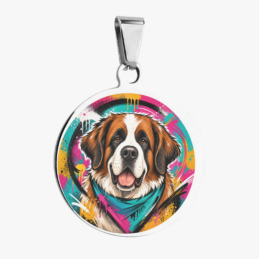 Saint Bernard Urban Pop Portrait Personalized Dog ID Tag