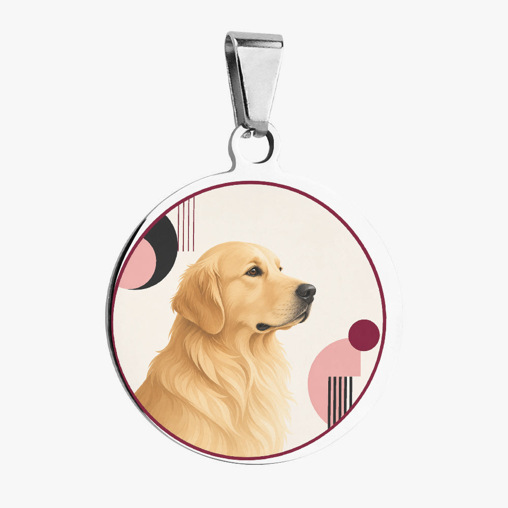 Golden Retriever Minimal Memphis Profile Personalized Dog ID Tag