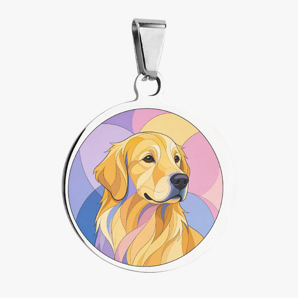 Golden Retriever Stained Glass Profile Personalized Dog ID Tag