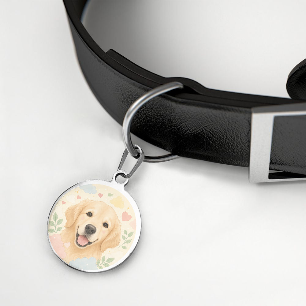 Golden Retriever Pastel Heart Garden personalized dog ID tag product detail