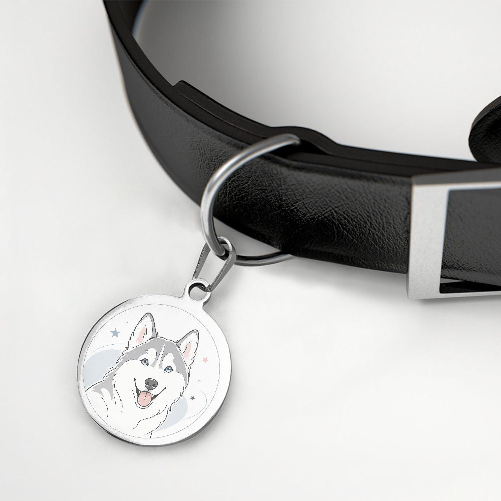 Siberian Husky Celestial Line Portrait personalized dog ID tag product detail