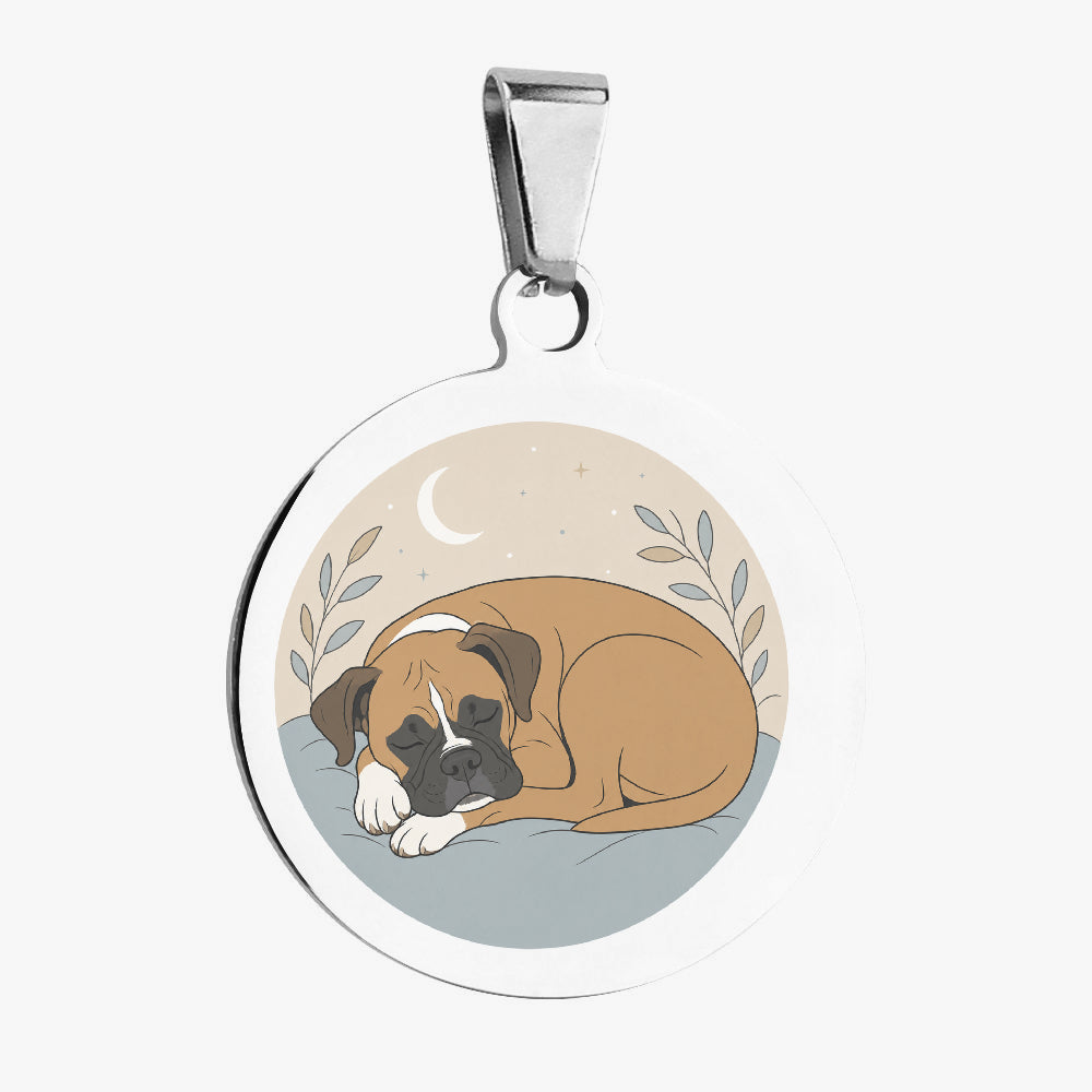 Boxer Cozy Moonlit Nap Personalized Dog ID Tag