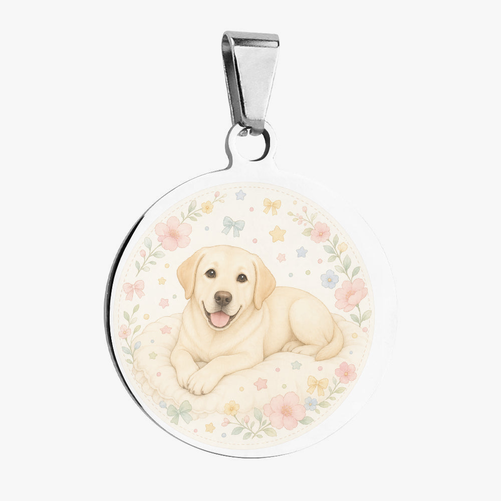 Labrador Retriever Pastel Floral Puppy Personalized Dog ID Tag