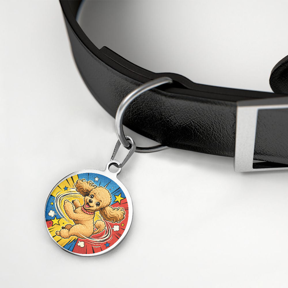 Poodle Comic Carousel Spin personalized dog ID tag product detail
