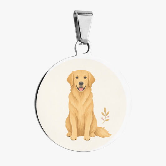 Golden Retriever Minimal Botanical Full-Body Personalized Dog ID Tag
